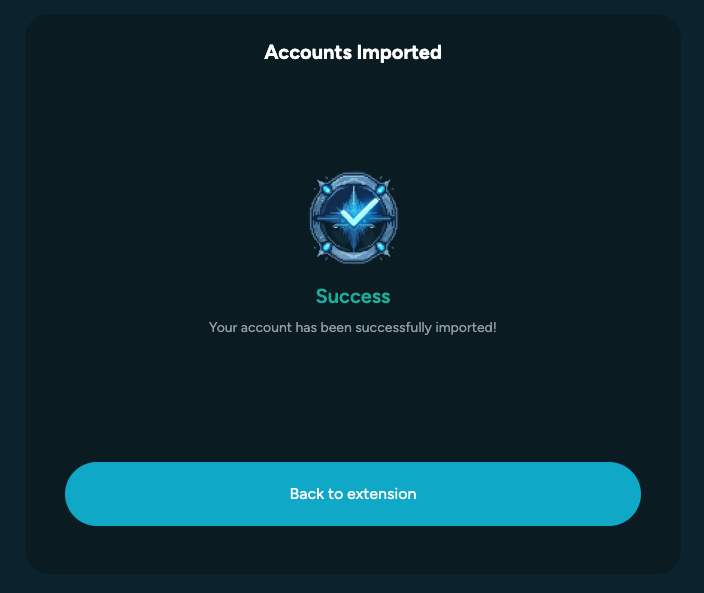Screenshot of Kastle accounts imported page