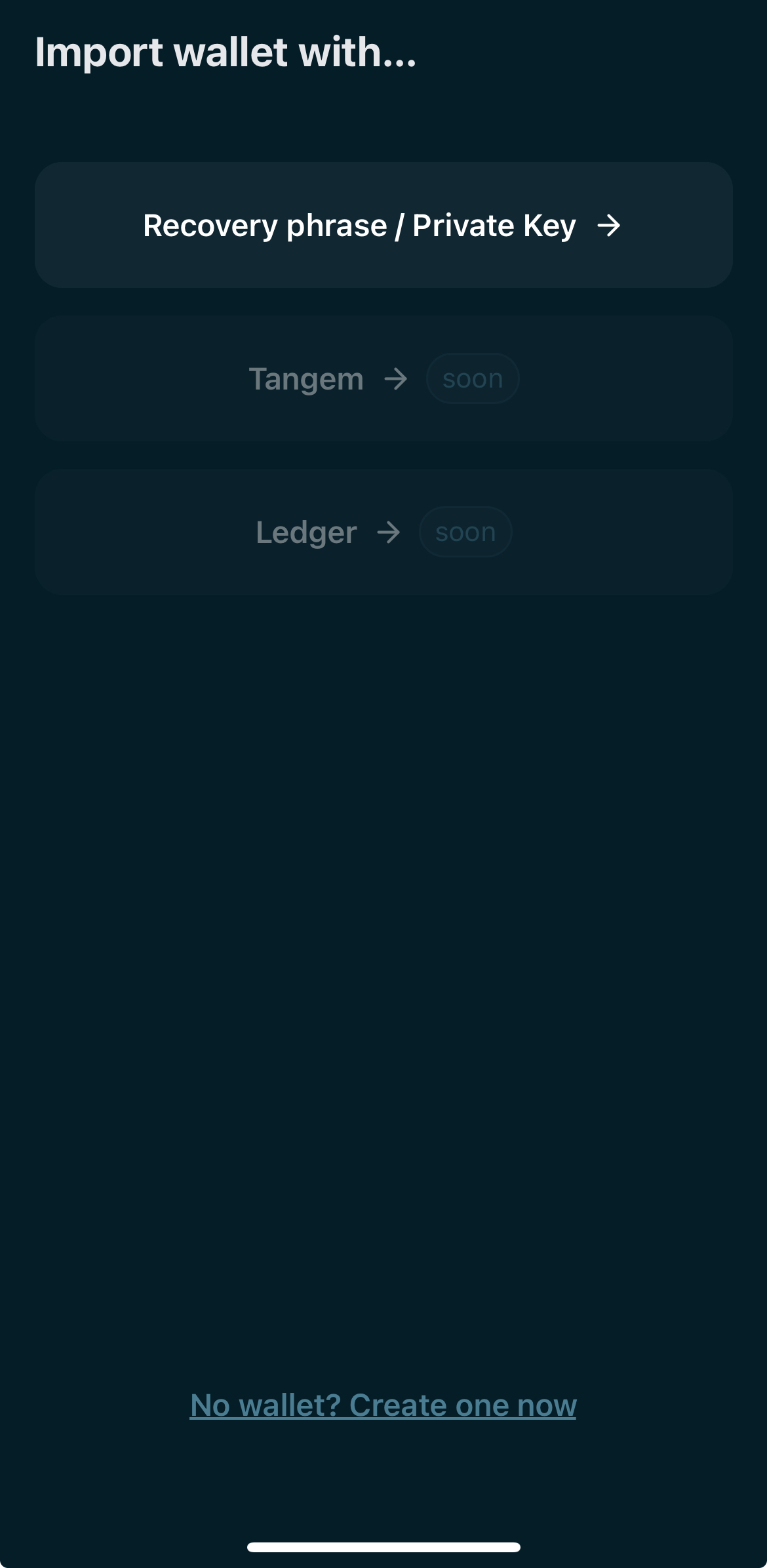 Screenshot of Kastle Import Method Page