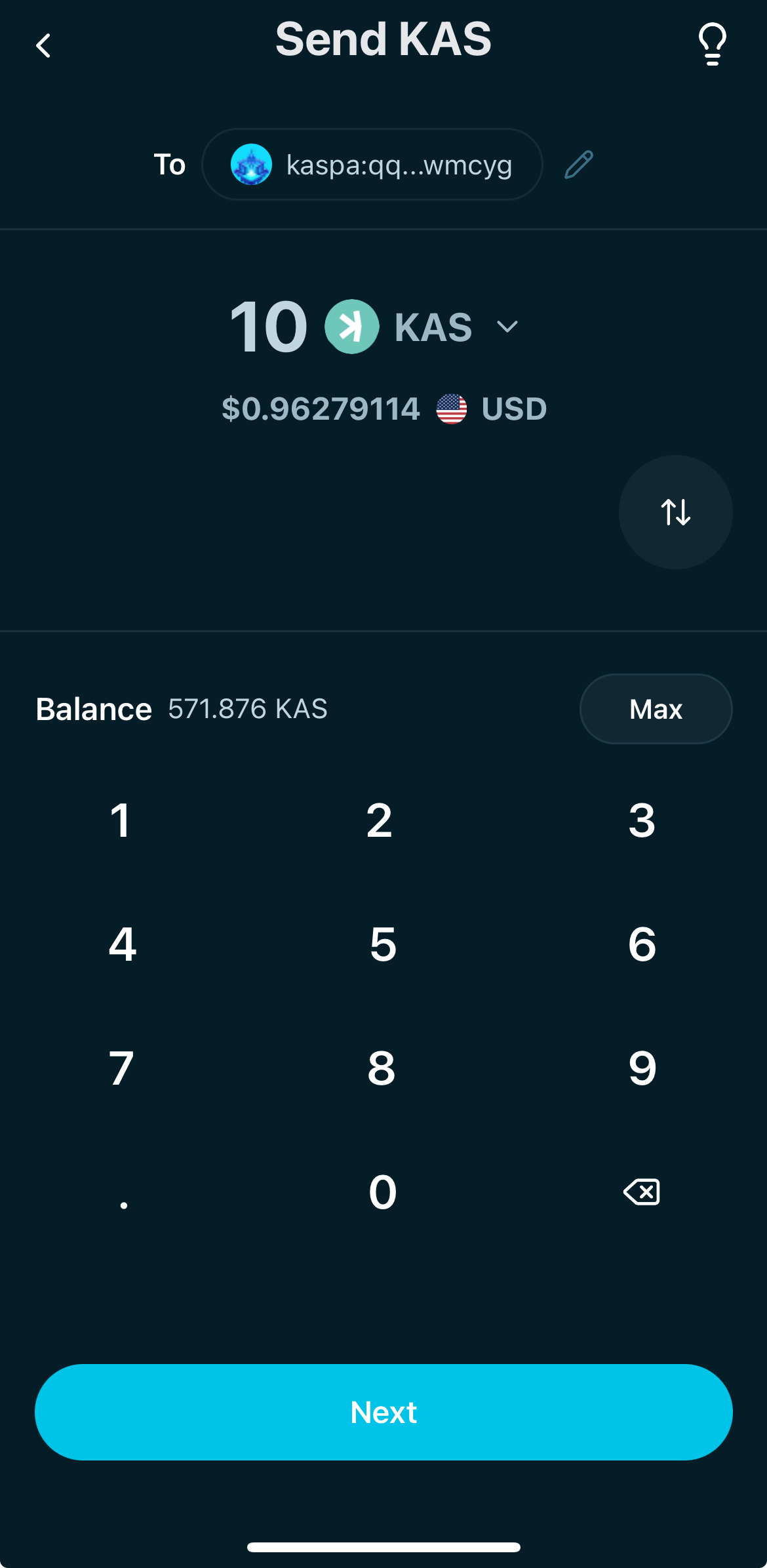 Screenshot of Kastle set amount Page