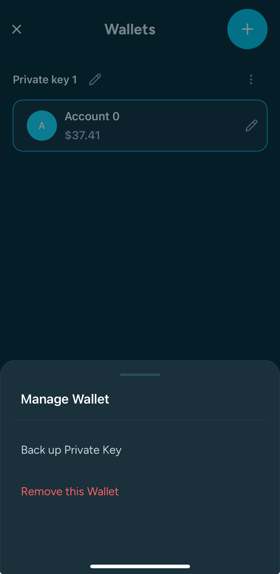 Screenshot of Kastle account management Page